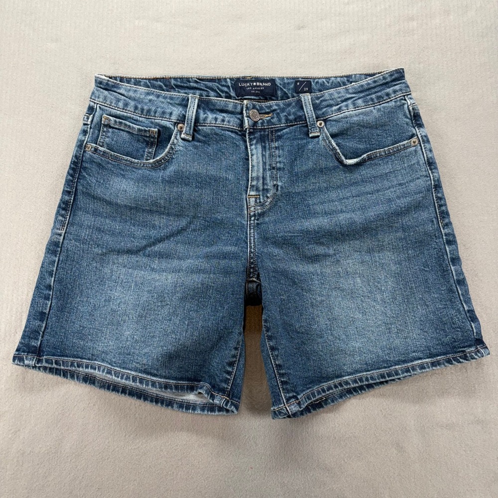Lucky Brand The Roll Up Denim Shorts Womens‎ 8/29 Blue Mid Rise Stretch 7WP10243